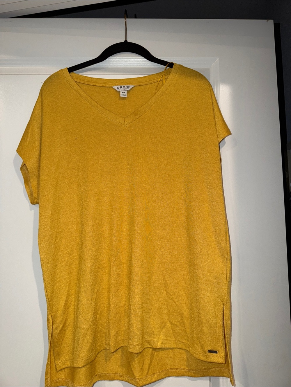 Orvis Women's Mustard V-Neck Short Sleeve Tunic